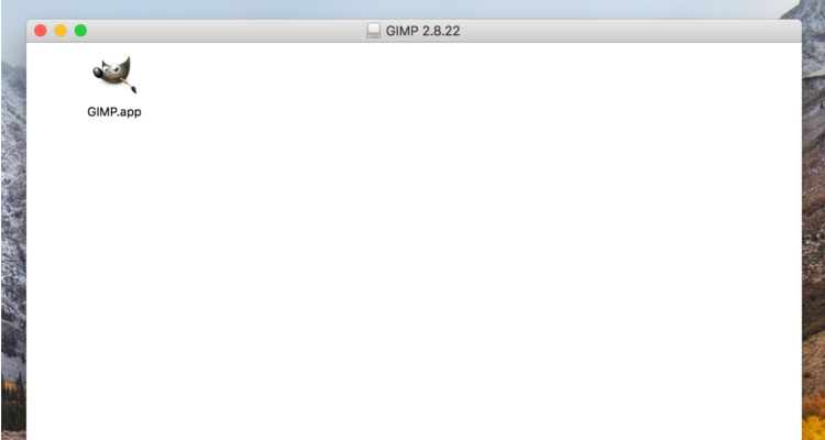「gimp-2.8.22-x86_64.dmg」を起動